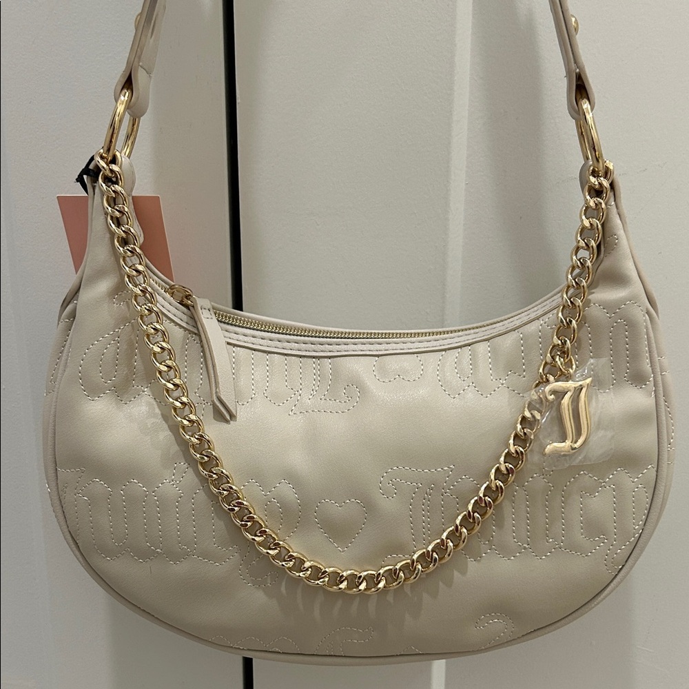 Juicy Couture Cream Crossbody Bag with Gold Chain
